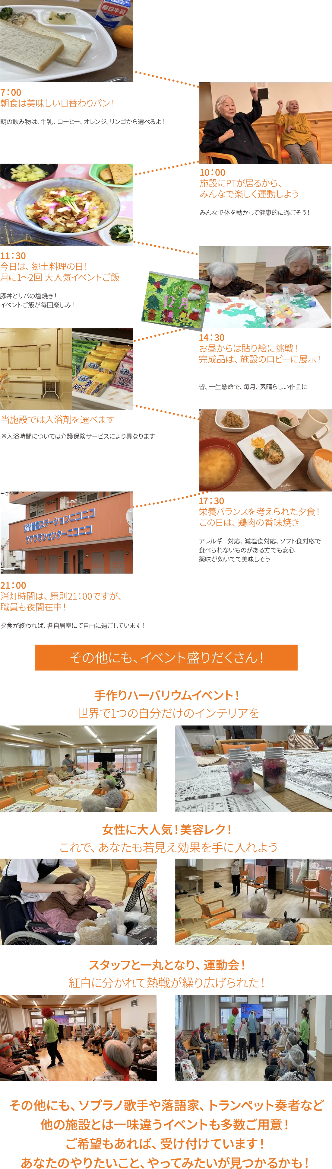 有料老人ホームニコニコの一日の流れ